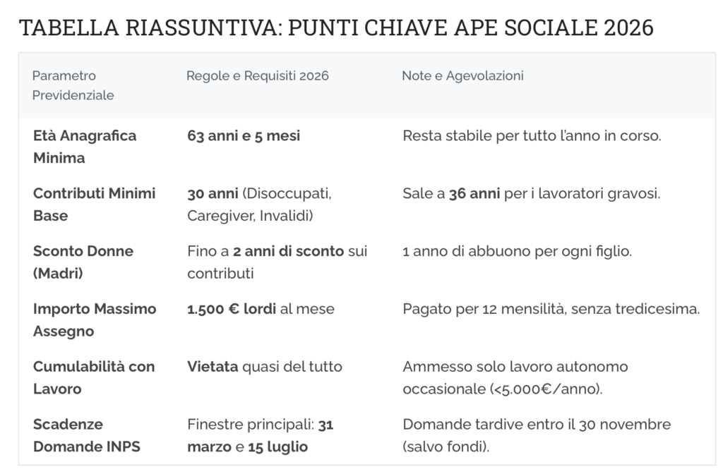 APE Sociale 2026 requisiti
