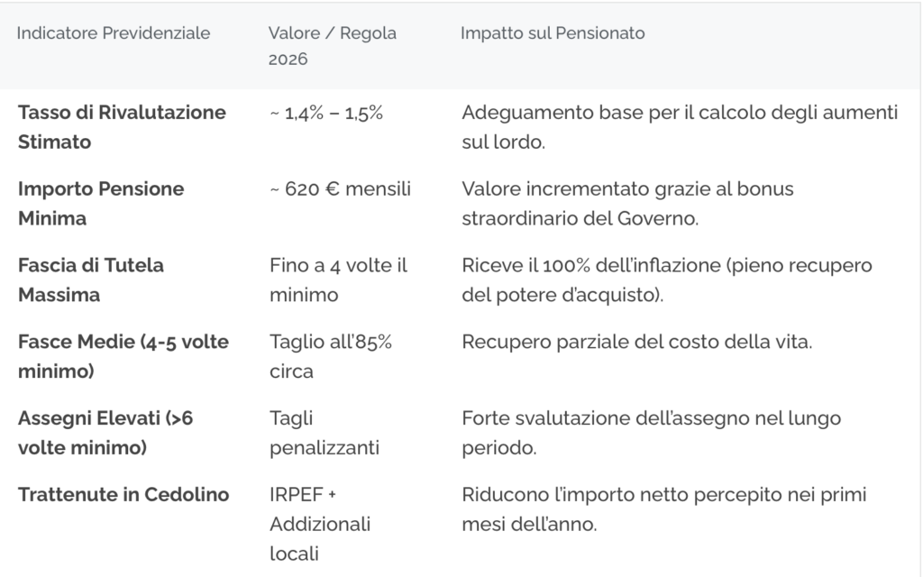 Pensioni minime e rivalutazione 2026