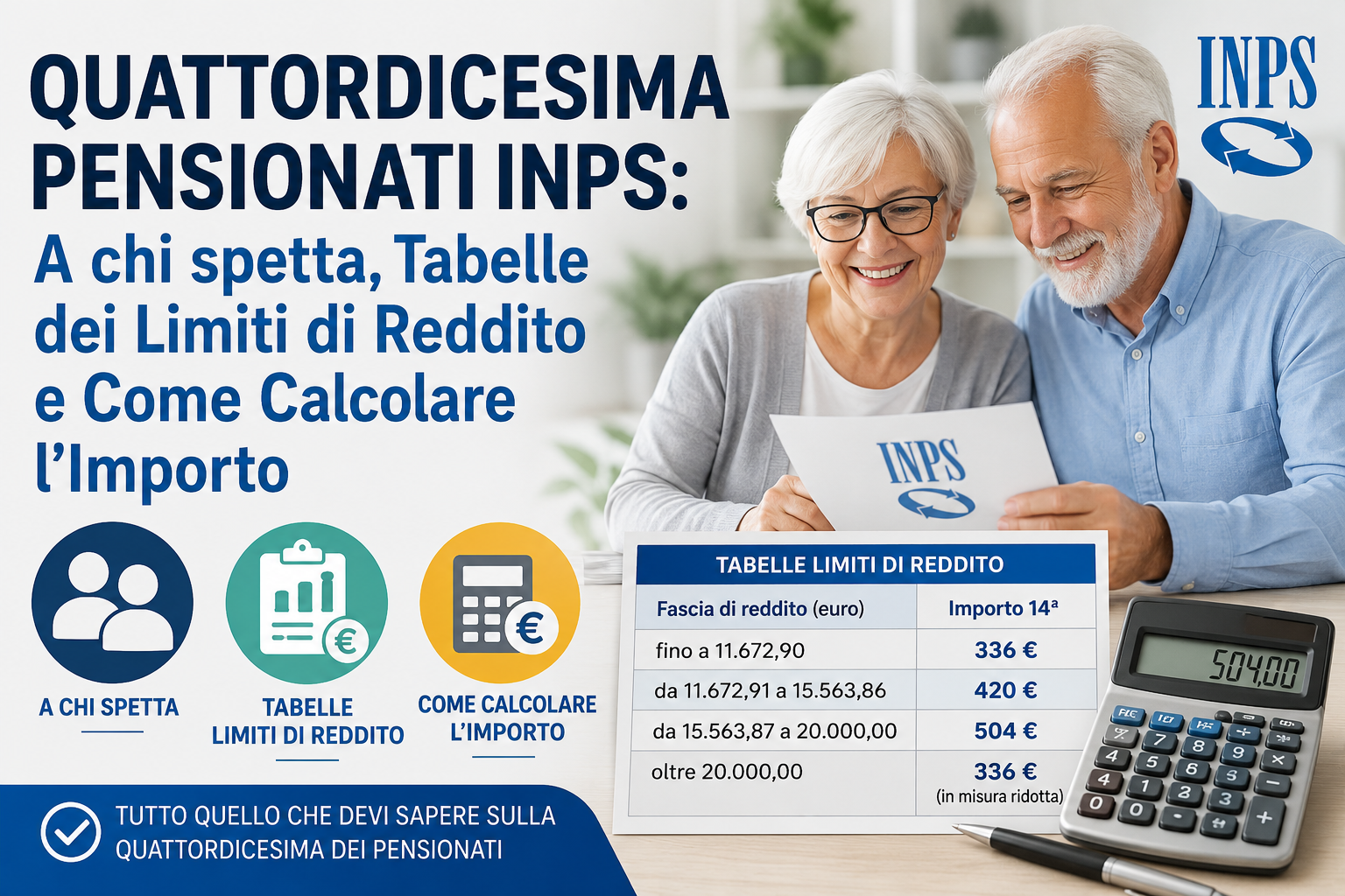 Quattordicesima Pensionati INPS: A chi spetta, Tabelle dei Limiti di Reddito e Come Calcolare l'Importo