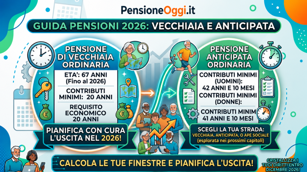 Requisiti pensione vecchiaia e anticipata 2026